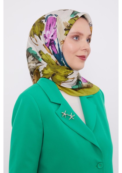 Lime Soyut Desen Modal İpek Eşarp fiyatları