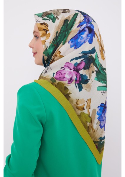 Lime Soyut Desen Modal İpek Eşarp fırsatları