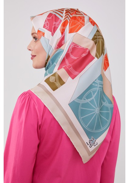 Krem Küp Desen Twill Eşarp modelleri