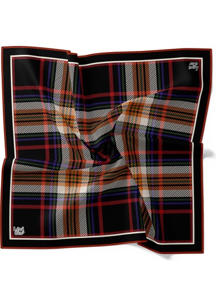 Morcivert Büyük Ekose Twill Ipek Eşarp