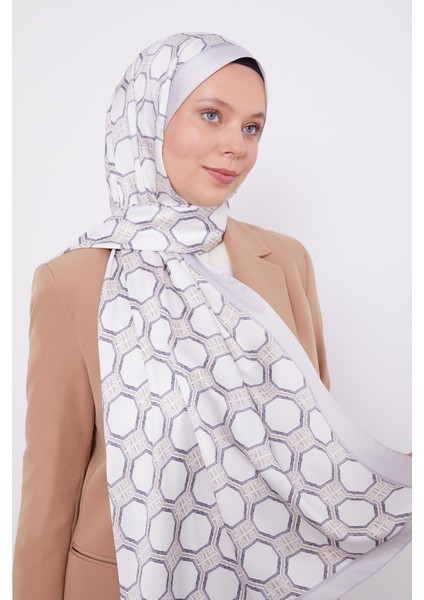 Gümüş Altıgen Desen Angel Şal