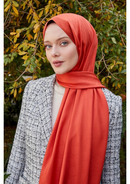 Kiremit Petek Desen Monogram Ipek Şal fiyatları