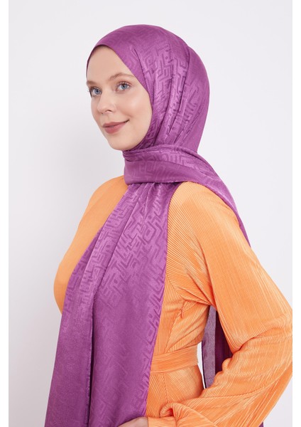 K.Fuşya Labirent Desen Jakarlı Janjan Şal