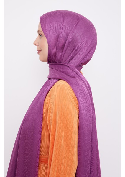 K.Fuşya Labirent Desen Jakarlı Janjan Şal modelleri