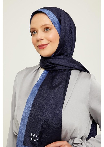 Lacivert Halka Desen Monogram Şal fiyatları