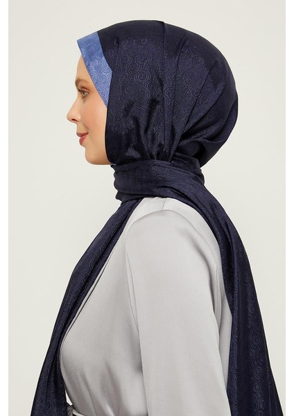 Lacivert Halka Desen Monogram Şal modelleri