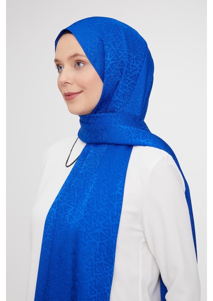 Saks Üçgen Desen Jakarlı Janjan Şal fiyatları