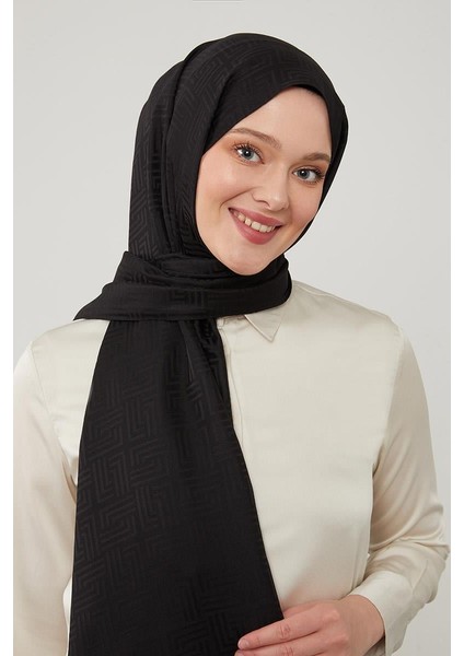 Siyah Labirent Desen Blue Jakar Şal