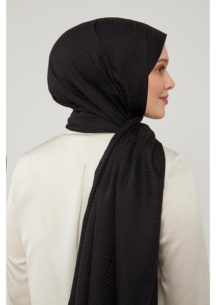 Siyah Labirent Desen Blue Jakar Şal modelleri