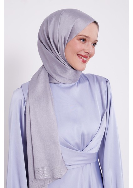 Gümüş Kalın Şerit Diamond Şal