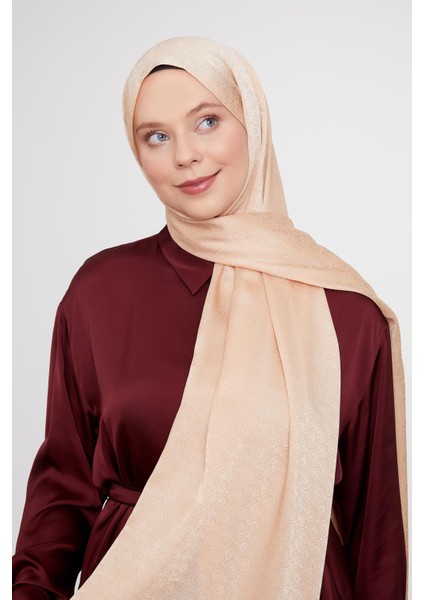 Yavruağzı Yuvarlak Desen Jakarlı Janjan Şal