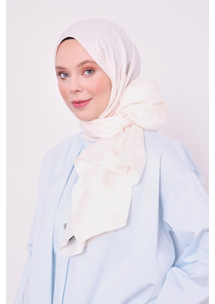 Krem Baklava Desen Blue Jakar Şal
