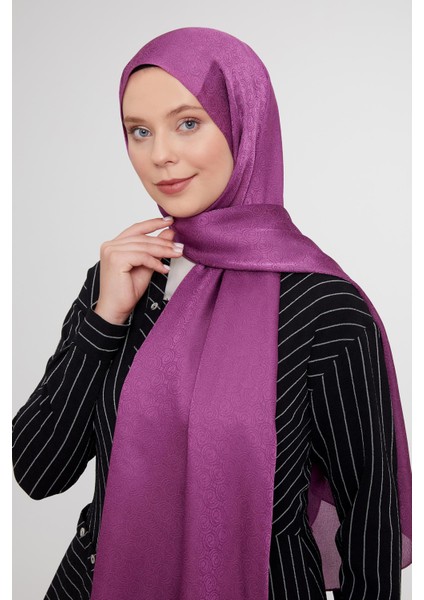 Mürdüm Yuvarlak Desen Jakarlı Janjan Şal