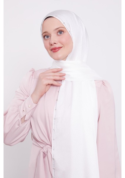 Beyaz Tek Taşlı Diamond Şal modelleri