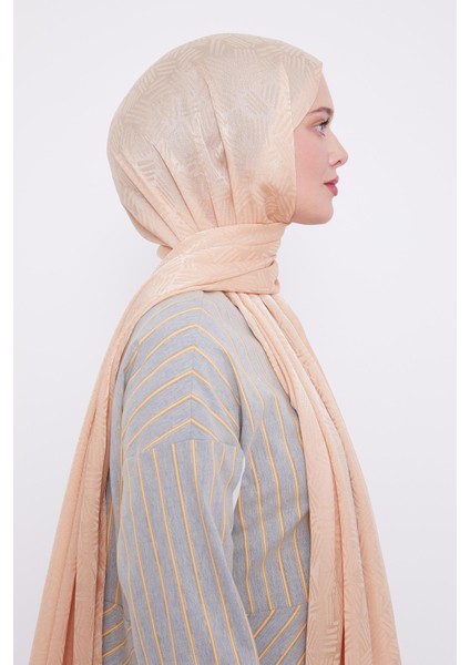 Yavruağzı Çubuk Desen Jakarlı Janjan Şal modelleri