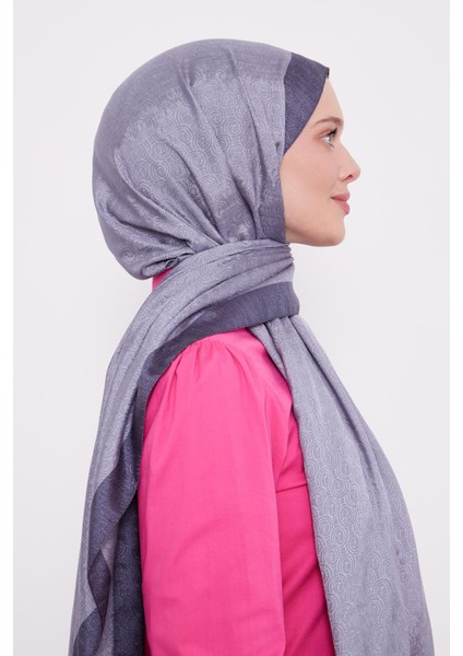 Füme Halka Desen Monogram Şal