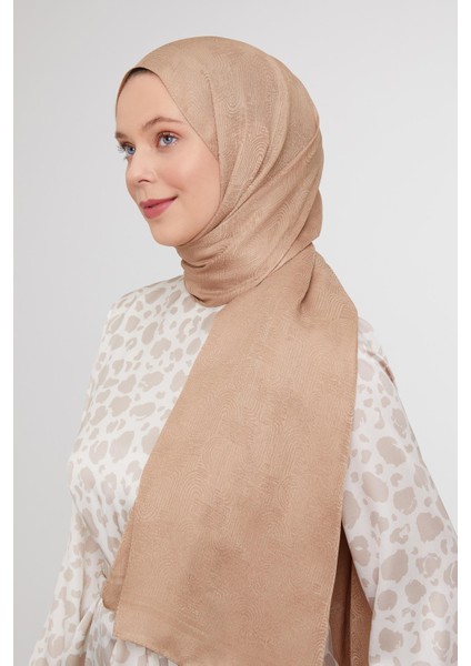 Sütlü Kahve Hologram Desen Jakarlı Janjan Şal modelleri