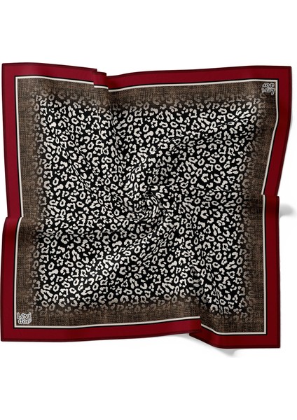 Kırmızı Mini Leopar Twill İpek Eşarp