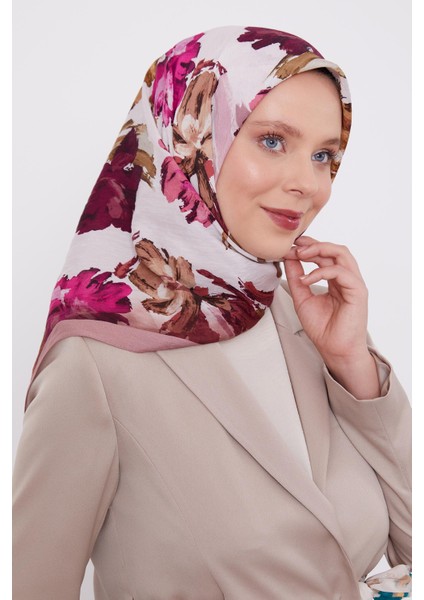 Gül Soyut Desen Modal Ipek Eşarp