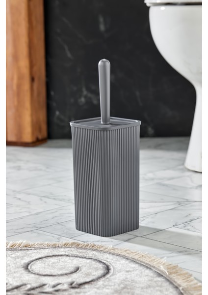 Line Çizgili Kare Kapaklı Wc Banyo Fırçası - Tuvalet Fırçası