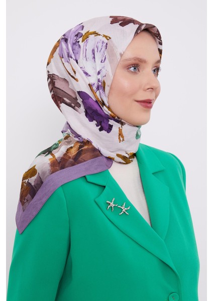 Mor Soyut Desen Modal İpek Eşarp fiyatları