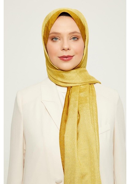Yağ Yeşili Halka Desen Monogram Şal