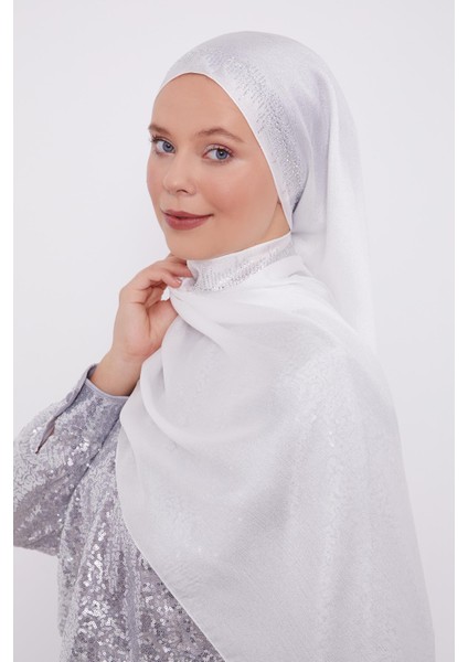 Beyaz Çubuk Şeritli Diamond Şal modelleri