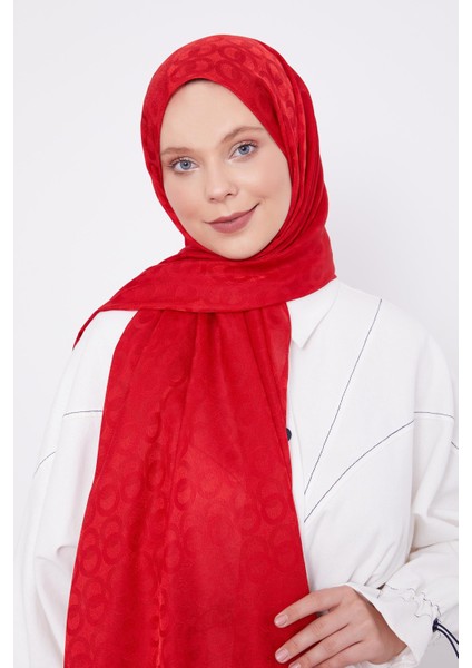 Kırmızı Halka Desen Jakarlı Janjan şal fiyatları