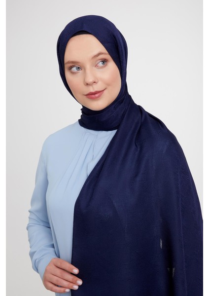 Koyu Lacivert Hologram Desen Jakarlı Janjan Şal fiyatları