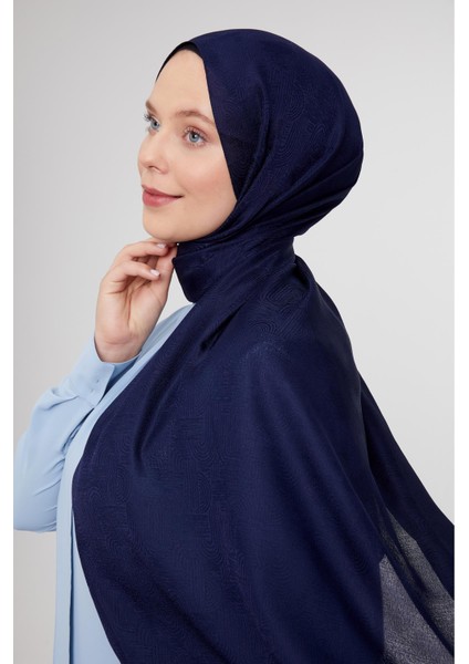 Koyu Lacivert Hologram Desen Jakarlı Janjan Şal modelleri