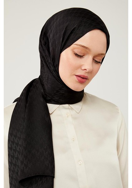 Siyah Kazayağı Desenli Jakarlı Şal fiyatları