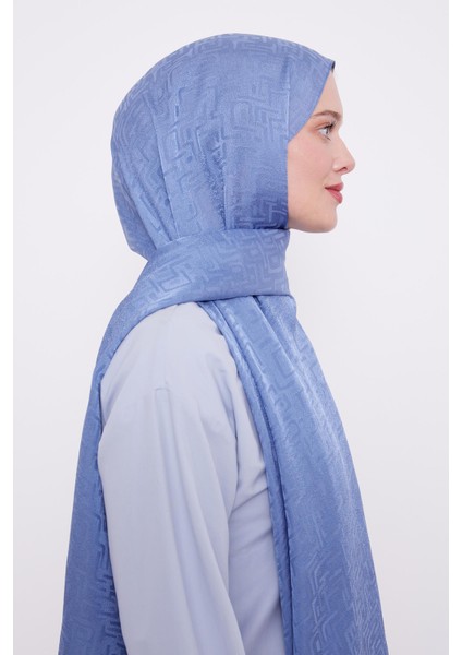 İndigo Labirent Desen Jakarlı Janjan Şal modelleri