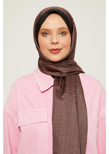 Kahve Halka Desen Monogram Şal