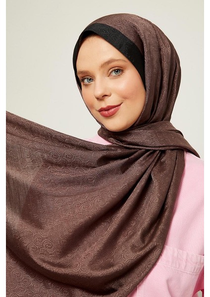 Kahve Halka Desen Monogram Şal