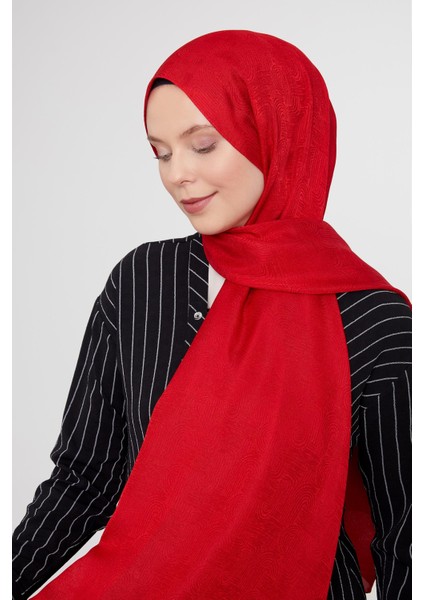 Kırmızı Hologram Desen Jakarlı Janjan Şal fiyatları