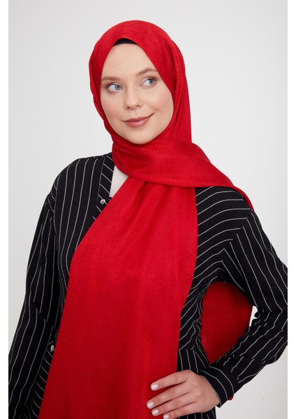 Kırmızı Hologram Desen Jakarlı Janjan Şal modelleri