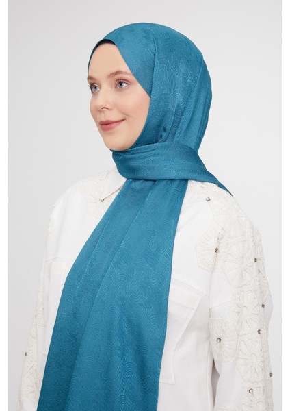 Petrol Yeşili Hologram Desen Jakarlı Janjan Şal fiyatları