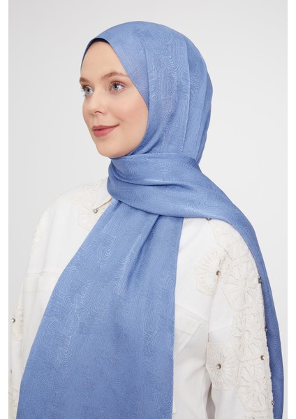 İndigo Hologram Desen Jakarlı Janjan Şal fiyatları