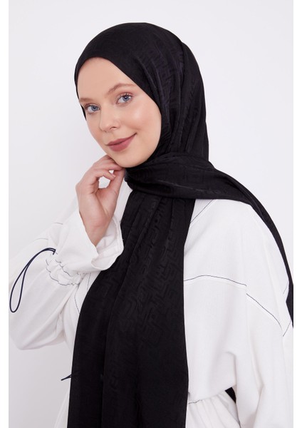 Siyah Labirent Desen Jakarlı Janjan Şal fiyatları