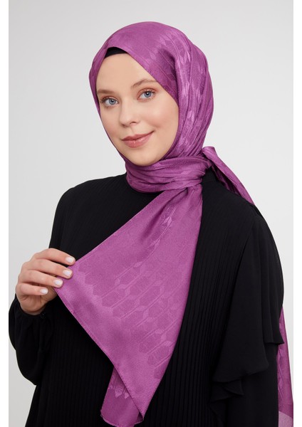 Mürdüm Geometrik Desen Jakarlı Janjan Şal