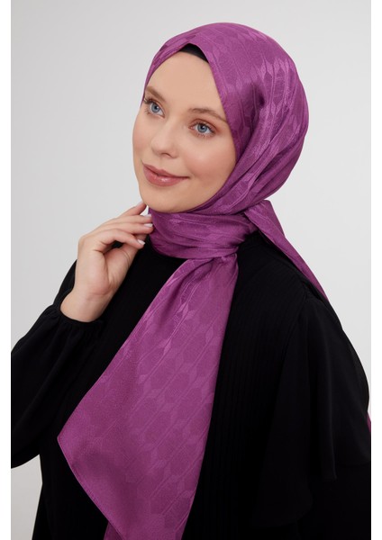 Mürdüm Geometrik Desen Jakarlı Janjan Şal modelleri