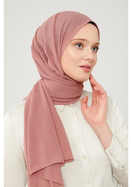 Pembe Düz Renk Frozen Krep Şal