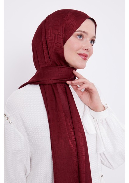 Vişne Labirent Desen Jakarlı Janjan Şal fiyatları