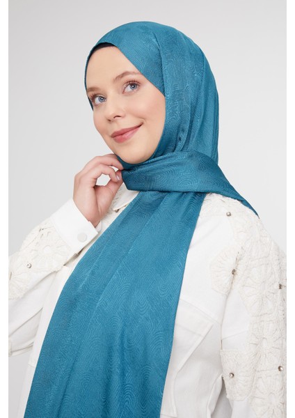 Petrol Yeşili Hologram Desen Jakarlı Janjan Şal modelleri