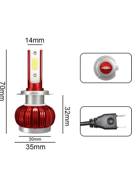 Araba Işın Ampul LED H7 3800LM 40W Güçlü Far Sis Farı (Yurt Dışından) modelleri