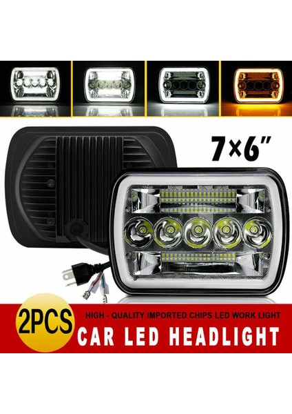 Çift 7x6 Inç LED Far Drl Jeep Cherokee Wrangler Xj Yj Için (Yurt Dışından)