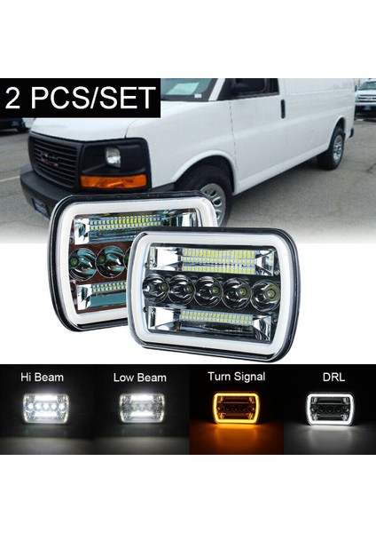 Çift 7x6 Inç LED Far Drl Jeep Cherokee Wrangler Xj Yj Için (Yurt Dışından)