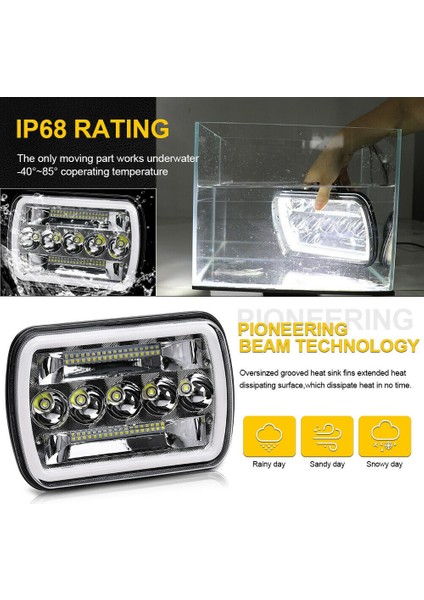 Çift 7x6 Inç LED Far Drl Jeep Cherokee Wrangler Xj Yj Için (Yurt Dışından)