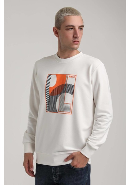 Bisiklet Yaka Siyah Slim Fit Sweatshirt 24FWM60171