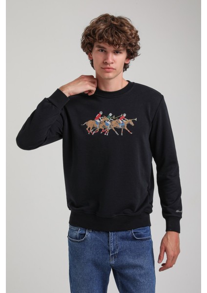 Bisiklet Yaka Lacivert Regular Custom Sweatshirt 23FWM60144 fiyatları